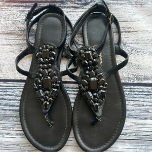 Jessica Simpson “Braylie” Elegant Black Beaded Sandals